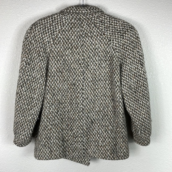 Vintage Mackintosh Heavy Knit Wool Jacket Blazer Marled Tan Brown Sz 6P - Picture 3 of 12